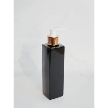 Dávkovač mýdla hranatý LUNA 250 ml černý s bílo-zlatým dávkovačem