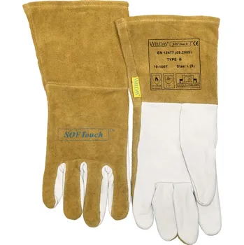 Pracovní rukavice Svářecí rukavice z rubové kozí kůže a hovězí štípenky SOFTouch™ | 10-1007 L