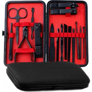 Sada na manikúru Kleště Nůžky na nehty 16 dílů Pouzdro pro péči o nehty