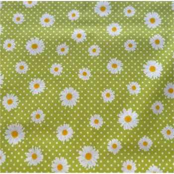Oasa Bavlněná látka, panel 50x75 cm, bílé kytičky na zeleném