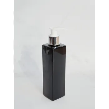 Dávkovač mýdla Dávkovač mýdla hranatý LUNA 250 ml černý s bílo-stříbrným dávkovačem