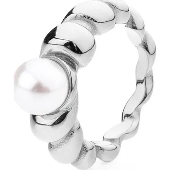 Prsten franco bene Zkroucený prsten s perlou - stříbrný | 918 Velikost prstenu: 6 (52 mm)