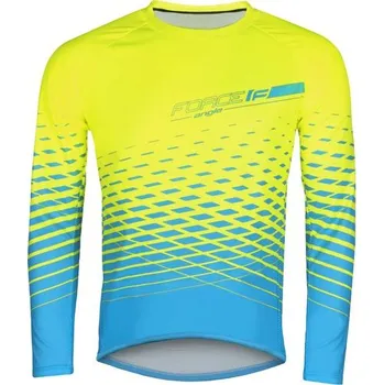 cyklistický dres FORCE Pánský dres s dlouhým rukávem FORCE MTB ANGLE, fluo-modrý - S