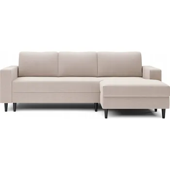 Sedací souprava Rohová Sedací Souprava s funkcí spaní Nalika, krémový hydrofobní velur, pravostranná