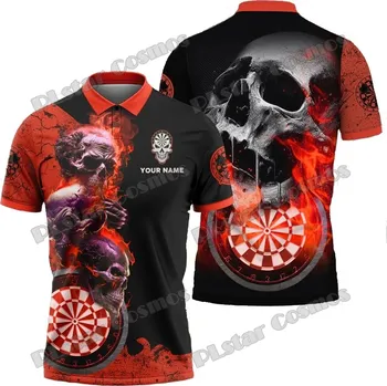 Dámské tričko Unisex tričko polo šipky darts s lebkou potisk CS3357 Velikost: 5XL, Barva (Varianta): barva 8