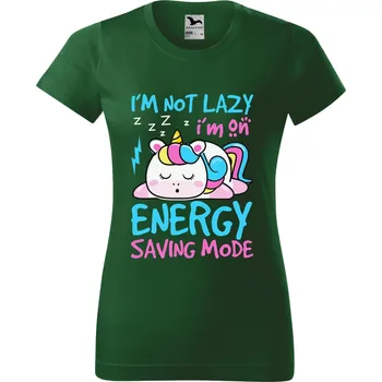 Dámské tričko Dámské tričko s potiskem Not lazy Barva trička: Lahvově zelená - 06, Velikost: 2XL