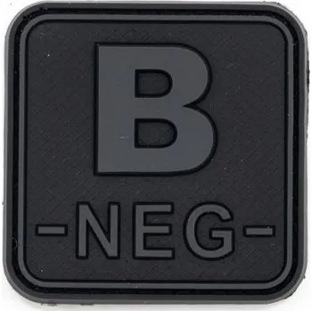 Nášivka JACKETS TO GO Nášivka krevní skupina B- NEG plast velcro ČERNÁ