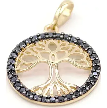 Přívěsek Zlatý přívěsek strom života zdobený černými kamínky 1,40g