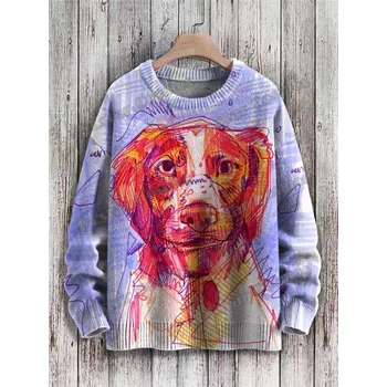 Dámský svetr Unisex svetr s potiskem CS1133 pes dog Velikost: 4XL, Barva (Varianta): Svetr 1