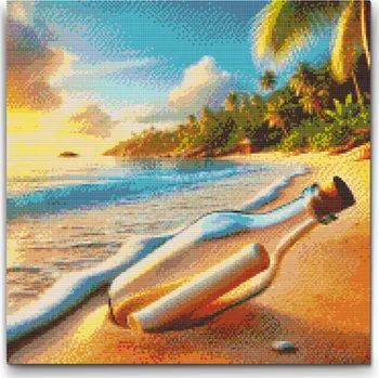 Diamantové malování Diamantové malování - Vzkaz v láhvi Velikost: 50x50cm, Rámování: Pouze srolované plátno, Diamanty: Kulaté