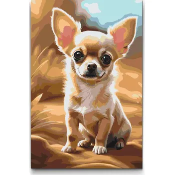 Malování podle čísel - Roztomilá čivava Velikost: 40x60cm, Rámování: Pouze srolované plátno