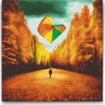 Diamantové malování Diamantové malování - Pouštění draka uprostřed lesa Velikost: 50x50cm, Rámování: Pouze srolované plátno, Diamanty: Kulaté