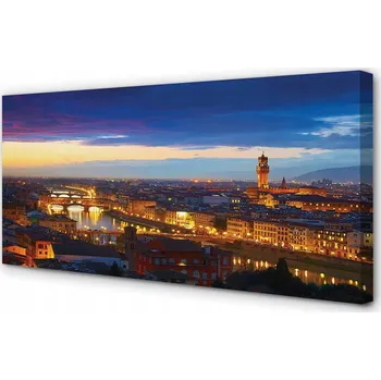 Obraz Obraz na plátně Itálie Panorama v noci mosty 100x50