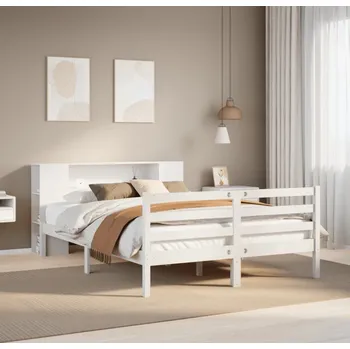 Ložnice vidaXL Postel s knihovnou bez matrace 140x190 cm masivní borovice [3321864] Barva: Bílá