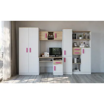 Dětský pokoj Nábytek PEGAS s.r.o. Dětský pokoj MACIUS, Bílá Mat/Dub Sonoma/Růžová