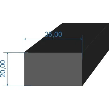 Těsnění do okna a dveří 9350968 Pryžový profil 20x35mm, NBR 80°Sh obdélníkový
