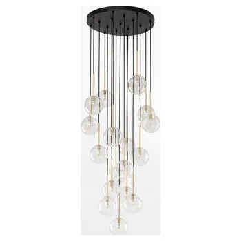 Černo-zlaté závěsné svítidlo koule NILOS 17