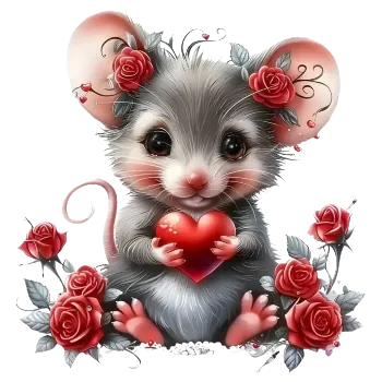 Nažehlovací obrázek - romantická myška (dva rozměry), Velikost: Malý