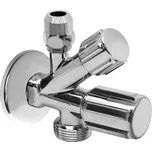 Klum Ventil rohový pro pračku a WC se zpětnou klapkou a růžicí, pochrom. mosaz, 1/2"x3/8"x3/4"