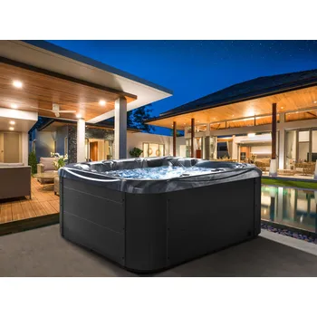 Vířivka Zahradní vířivá vana šedá akrylátová 200 x 200 cm 31 trysek šedý hliníkový rám vířivka s LED a vyhříváním Beliani