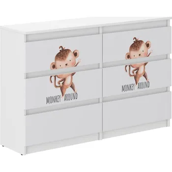 Dětská skříň Komoda pro děti s opičkou 77x30x140 cm