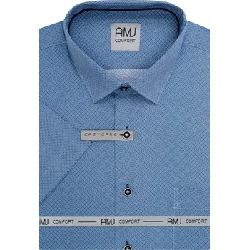 Pánská košile Pánská košile AMJ bavlněná, modrá s kosočtverci, VKBR1454, krátký rukáv, regular fit, vel. 43