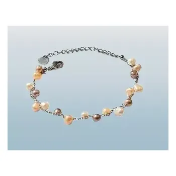Náramek Náramek z barevných říčních perel na chirurgické oceli (nastavitelný, drobnější perly)