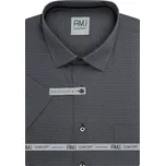 Pánská košile AMJ bavlněná, tmavě šedá s tečkami, VKSBR1446, krátký rukáv, slim fit, vel. 44
