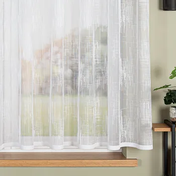 Záclona Žakárová záclona 156054, celoplošný čárkovaný vzor (žíhaná), s olůvkem, bílá, výška 150cm (v metráži)