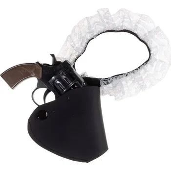 Karnevalový doplněk Krajkový podvazek s mini pistolkou