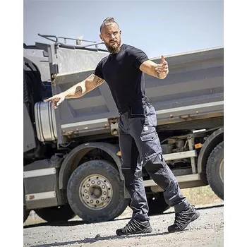 montérky 4Xstretch kalhoty tm.šedé strečové 62