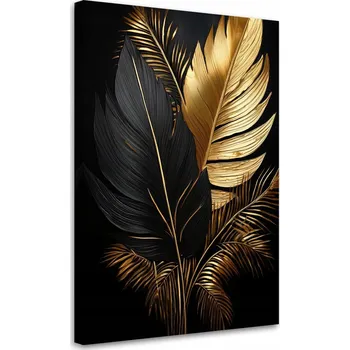 Obraz Obraz na plátně, Listy Palmy Černo Zlaté 60x90