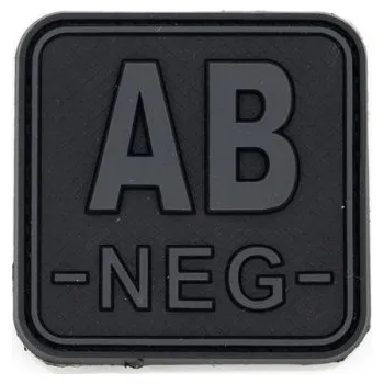 Nášivka JACKETS TO GO Nášivka krevní skupina AB- NEG plast velcro ČERNÁ
