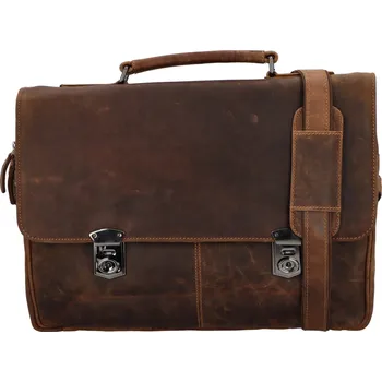 Pánská kožená aktovka khaki - Greenwood Heppy Khaki