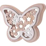 Dekorace - Motýl dřevěný s kvítky