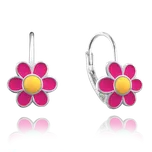 1531 MINET Stříbrné náušnice KOPRETINY SYTĚ RŮŽOVÉ