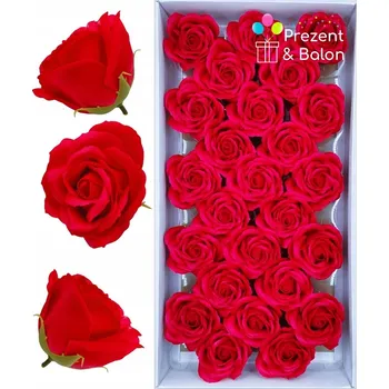 umělá květina Červené mýdlové růže Dárek Květiny v krabičce Flower Box Hlavička Umělé Květiny Balení 25 kusů