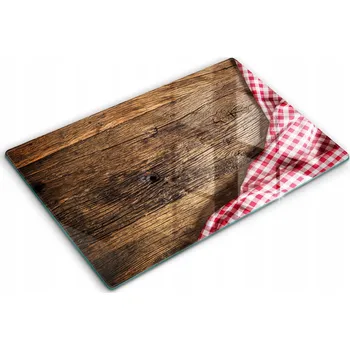 Obraz Skleněná dekorativní deska na ochranu indukční varné desky, velká 80x52 cm, motiv dřevěného stolu