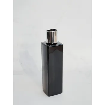 Dávkovač mýdla hranatý LUNA 250 ml černý s černo-stříbrným DISC TOP