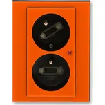 Zásuvka s ochranou před přepětím, dvojnásobná bezšroubová, s ABB Levit 5593H-C02357 66 oranžová / kouřová černá