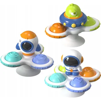 Kosmická Sada Spinnerů - Rotující Chrastítka s Přísavkou, Senzorické Hračky