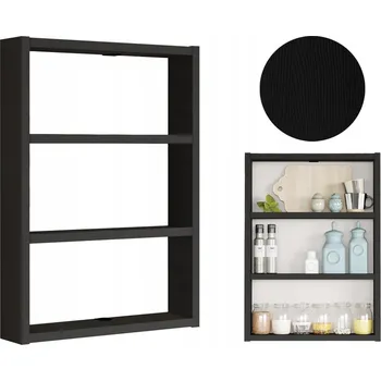 police Závěsná kuchyňská police PERA černá, organizér LOFT na koření a sklenice