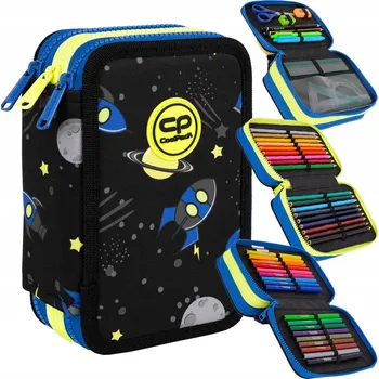 Trojitě skládací penál CoolPack, školní batoh batoh s mnoha kapsami