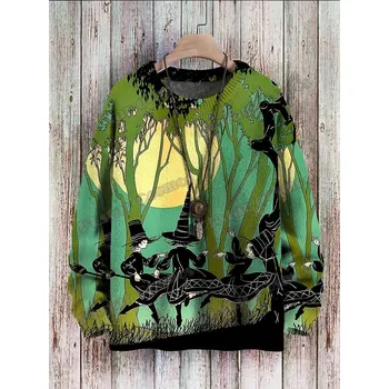 Dámský svetr Unisex svetr s potiskem CS1135 Halloween Wizard Raven Velikost: L, Barva (Varianta): Svetr 6