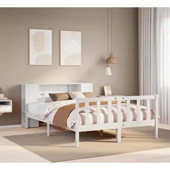 Postel vidaXL Postel s knihovnou bez matrace 120x190 cm masivní borovice [3321650] Barva: Bílá