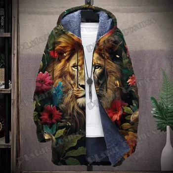 Pánská mikina Dlouhá zimní mikina s potiskem CS2235 Lion, Tiger Velikost: 4XL, Barva (Varianta): Hooded Coat 1