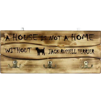 Věšák Černý ruský teriér - dřevěný věšák na bundy, vodítka a psí doplňky