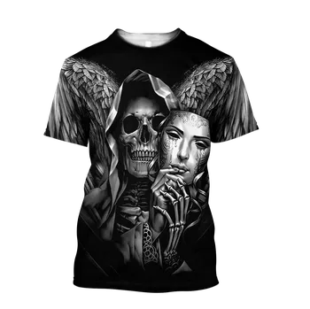 Dámské tričko Tričko s potiskem 3D CS589 Reaper Skull Angel Velikost: M, Barva (Varianta): Barva 19