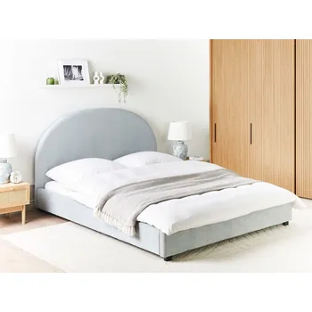 Postel Postel světle modrá čalouněná polyester 160 x 200 cm zaoblené čelo minimalistický retro design ložnice Beliani
