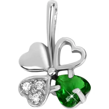 Přívěsek Brilio Silver Stříbrný přívěsek čtyřlístek 446 001 00349 04 - zelený + 2 měsíce na vrácení zboží